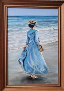 schilderij vrouw aan het strand