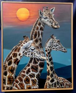 schilderij giraffen